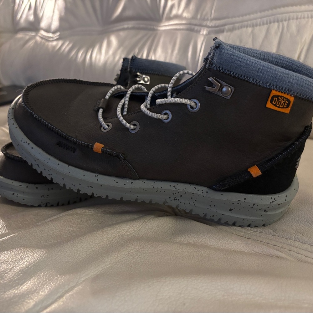 Hey Dude Youth Grey and Blue Bradley Leather Boots